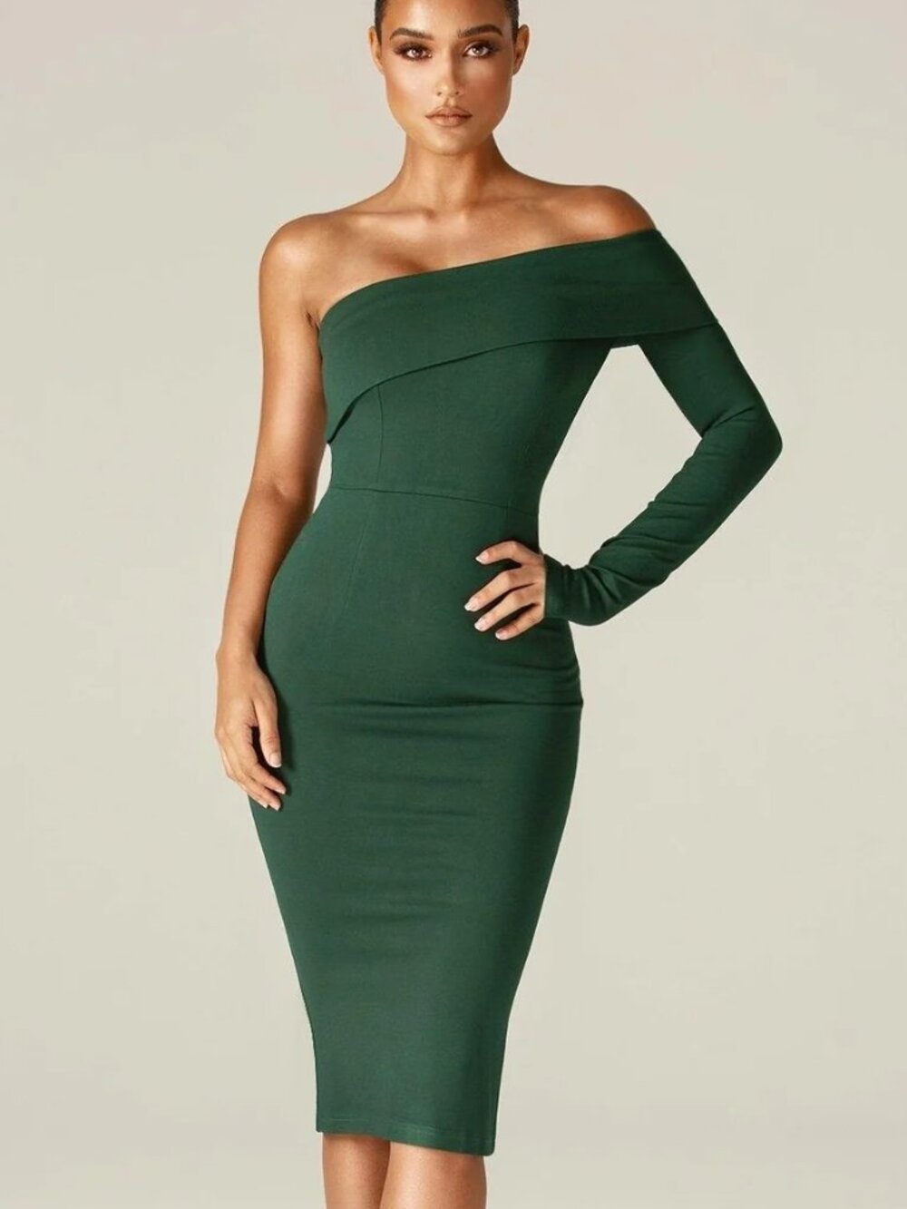 Alieva Rita One Shoulder Dress M NEW Emerald Green Sheath Cocktail Party Bodycon